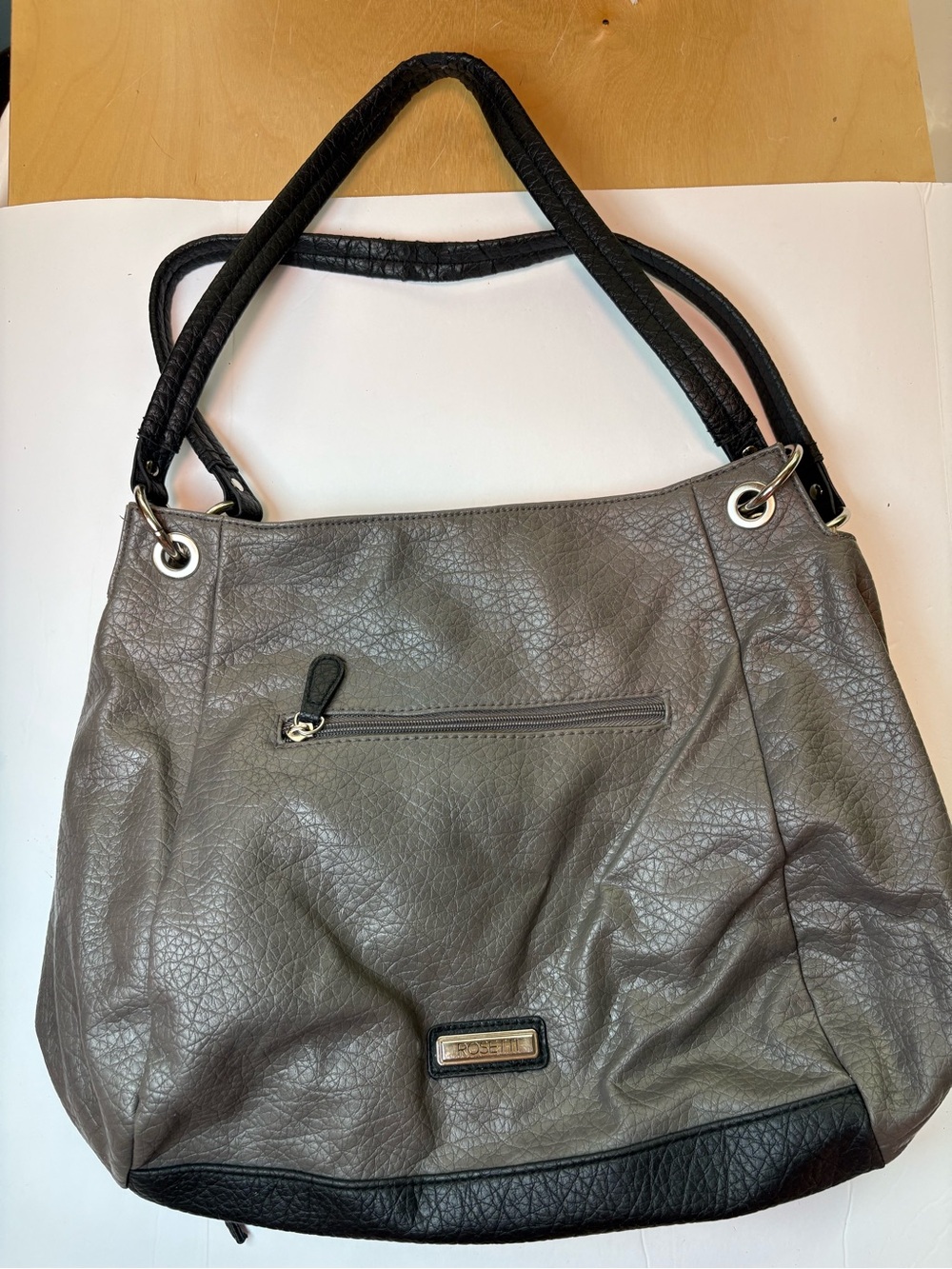 Rosetti Pebbles Gray And Black Handbag Purse Shoulder Bag Large
